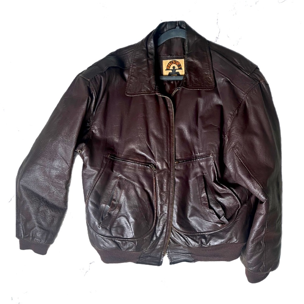Vintage Brown Leather Bomber